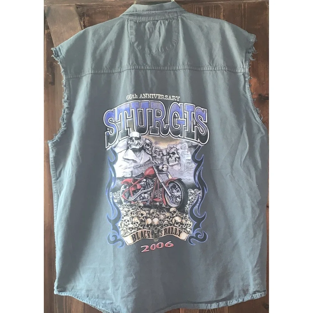 VTG Biker Design Mens Sturgis 2006 Black Hills Rally Sleeveless Gray Shirt 2XL - Picture 1 of 7